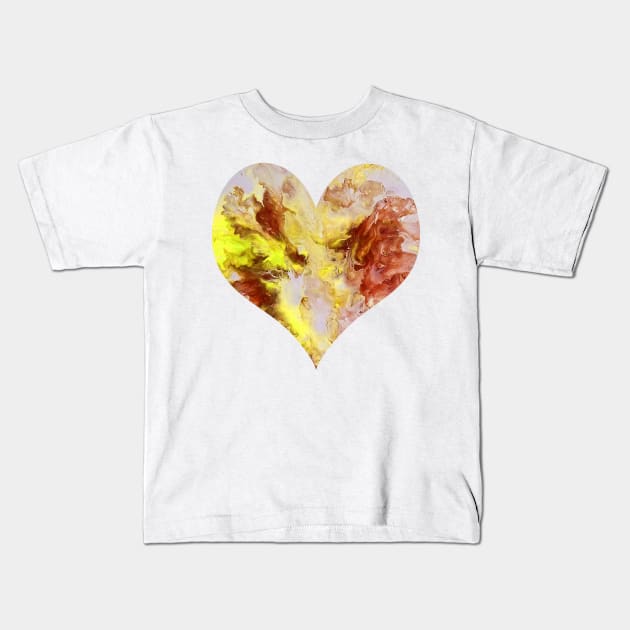 Splash Heart in Yellow and Orange Kids T-Shirt by Klssaginaw